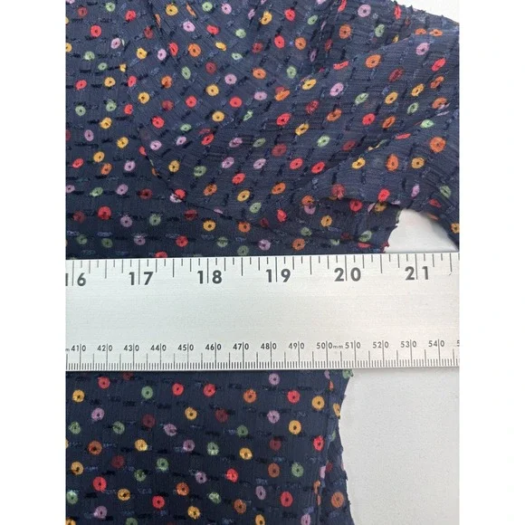 Madewell Womens Medium Top Lyric Wrap Top In Sugar Dot Balloon Sleeve Blouse - Picture 12 of 14